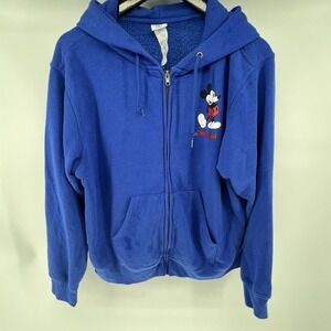 Disneyland Mickey Mouse Sweatshirt Hoodie Adult XL‎ Blue Zip Up CLASSIC